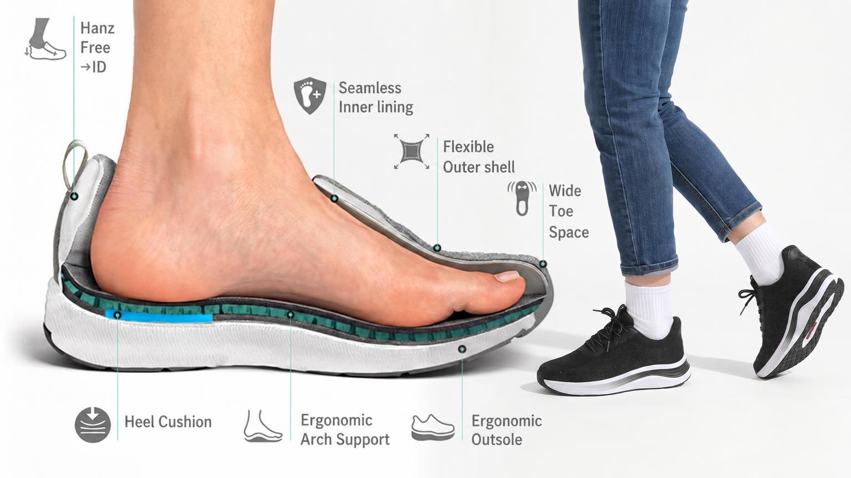 [Foot Pain Relief] Certified Premium Walking Shoes from the USA with Unmatched Comfort